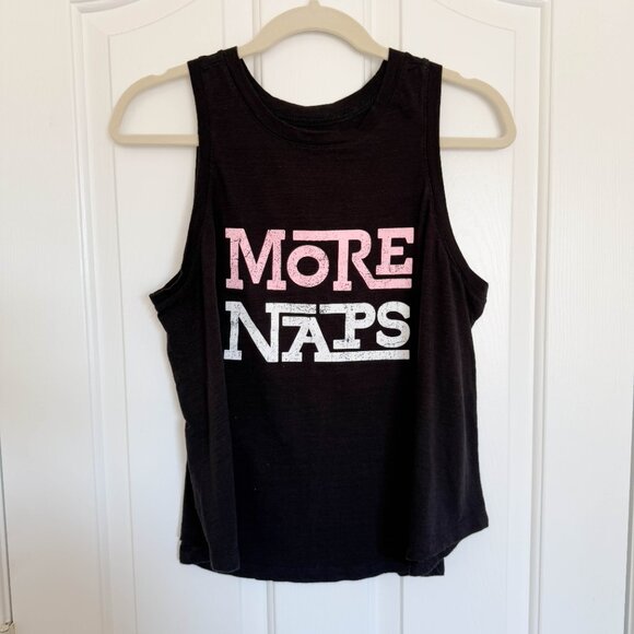 More Naps Black Tank Pink and White Words Size Large Loungewear - Picture 2 of 7